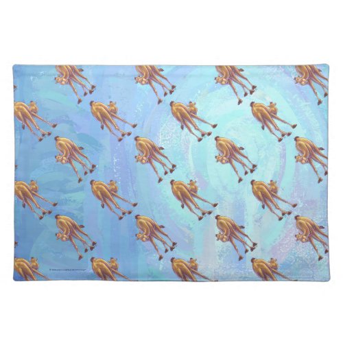 Heads and Tails Camel Pattern on Blue Cloth Placemat