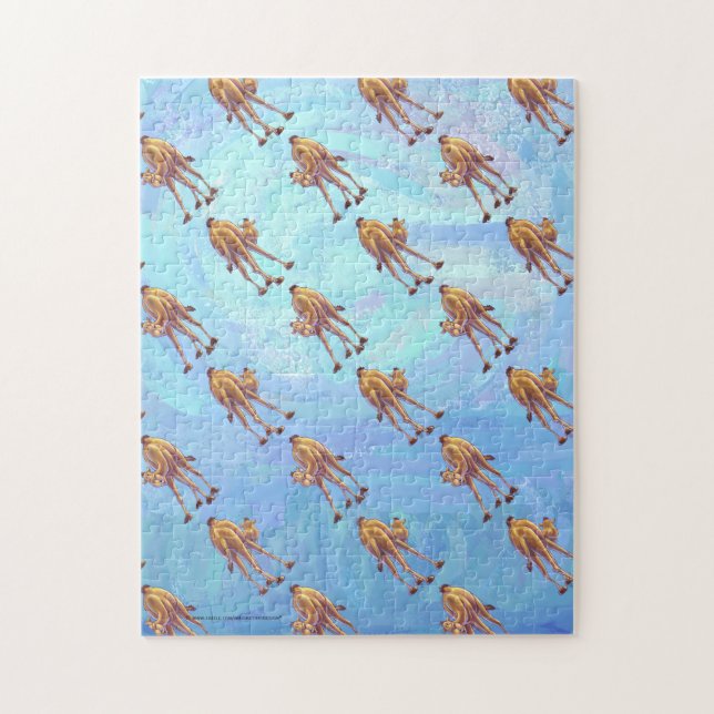 Heads and Tails Camel Pattern on Blue Jigsaw Puzzle (Vertical)