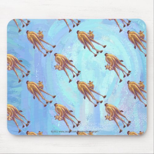 Heads and Tails Camel Pattern on Blue Mouse Pad