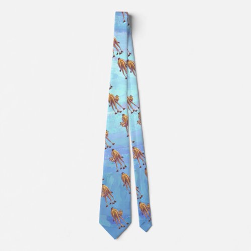 Heads and Tails Camel Pattern on Blue Neck Tie