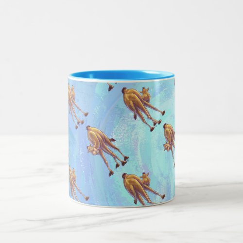 Heads and Tails Camel Pattern on Blue Two_Tone Coffee Mug