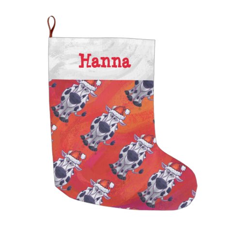 Heads and Tails Cow Pattern Christmas Large Christmas Stocking