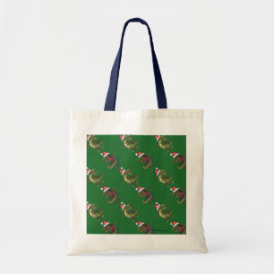 Heads and Tails Festive TRex Green Pattern Tote Bag
