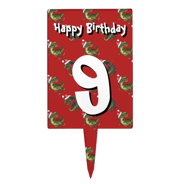 Heads and Tails Festive TRex Pattern Cake Topper (Front)