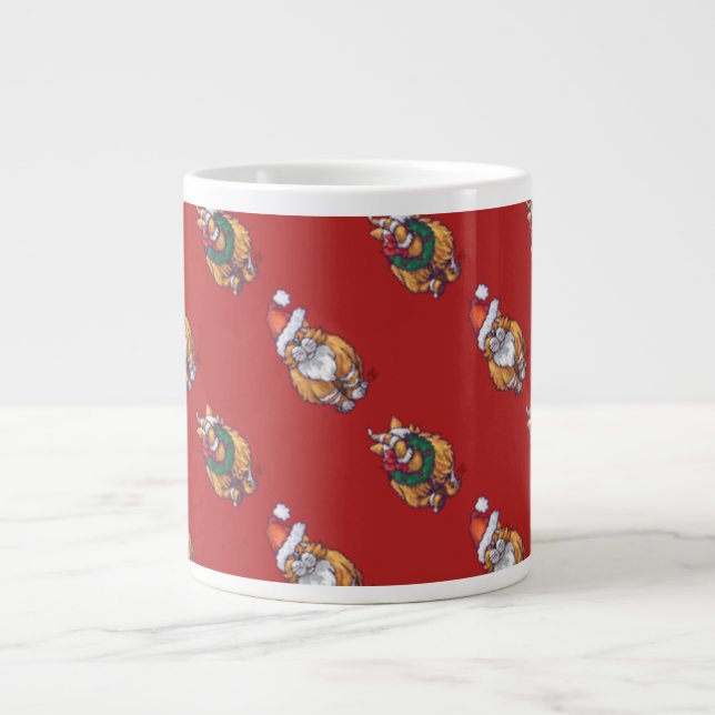 Heads and Tails Ginger Cat Christmas Pattern Giant Coffee Mug (Front)