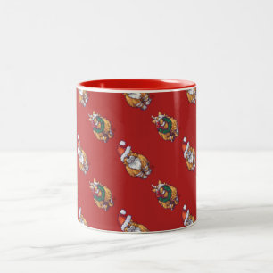 Heads and Tails Ginger Cat Christmas Pattern Two-Tone Coffee Mug