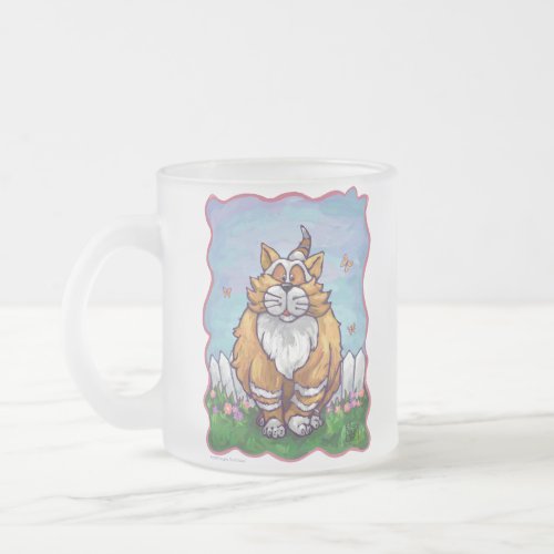 Heads and Tails Ginger Cat Frosted Glass Coffee Mug