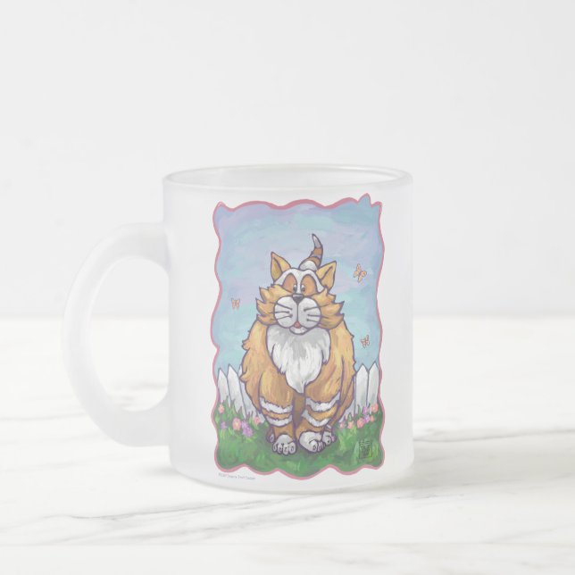 Heads and Tails Ginger Cat Frosted Glass Coffee Mug (Left)
