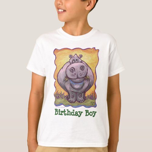 Heads and Tails Hippopotamus Birthday Boy T_Shirt