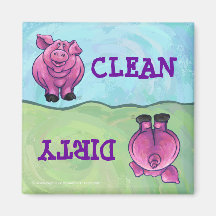 Heads and Tails Pig Dirty Clean Magnets