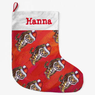 Heads and Tails Tiger Pattern Christmas Large Christmas Stocking