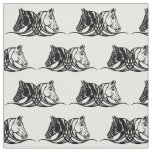 heads of black and white horses fabric