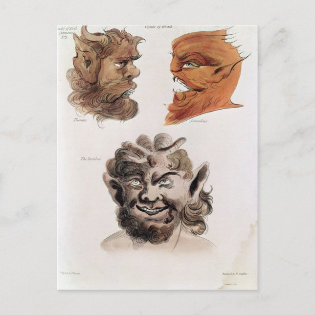 Heads of Evil Demons Postcard (Front)