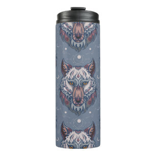 Heads of wolves with boho decoration  thermal tumbler