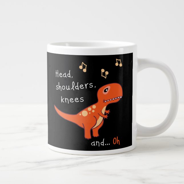 Heads Shoulders Knees TRex Dinosaur Cartoon Humor Giant Coffee Mug (Right)