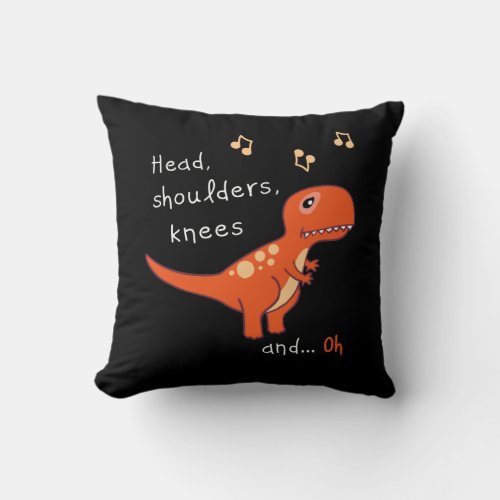 Heads Shoulders Knees TRex Dinosaur Cartoon Humor Throw Pillow