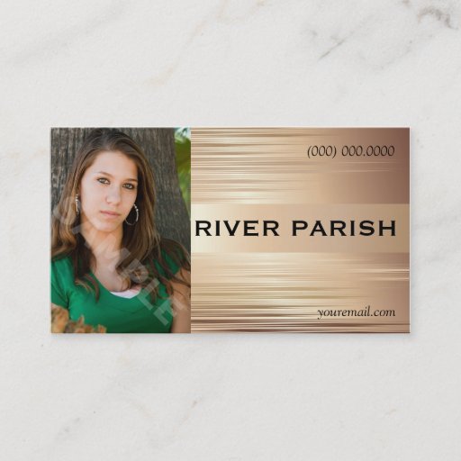 Customizable Headshot Business Card Copper Metallic Design