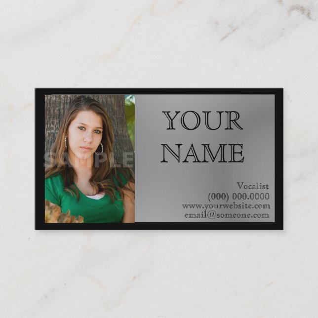 Headshot Business Cards Black/Gray (Front)