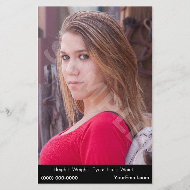 Headshot Model Comp Cards Affordable Flyer (Back)