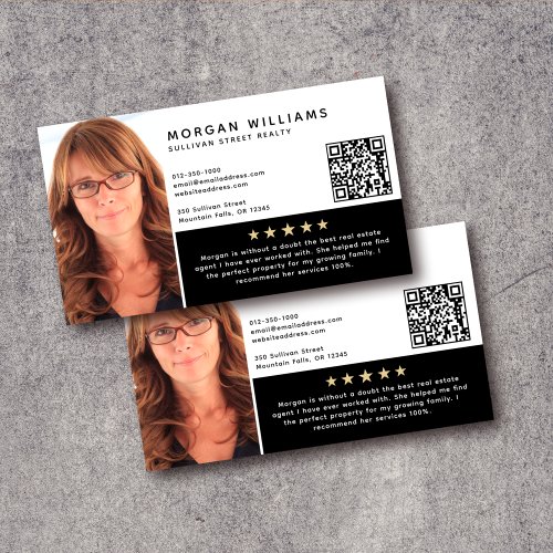 Headshot QR Code Review Real Estate Agent  Business Card