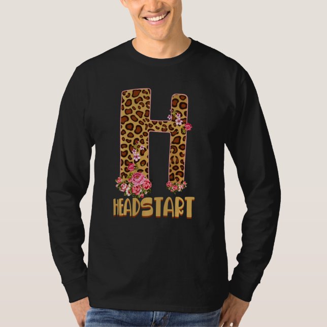 Headstart Funny Leopard Print & Flowers Cool Back  T-Shirt (Front)