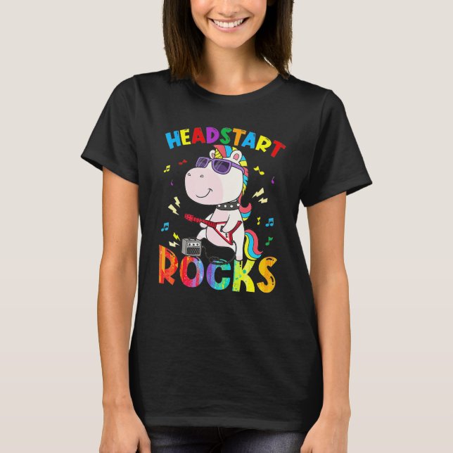 Headstart Rocks Unicorn Kids Boys Girls Back To Sc T-Shirt (Front)