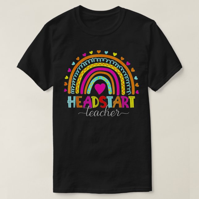 Headstart Teacher Squad Rainbow Cute Teacher Back  T-Shirt (Design Front)