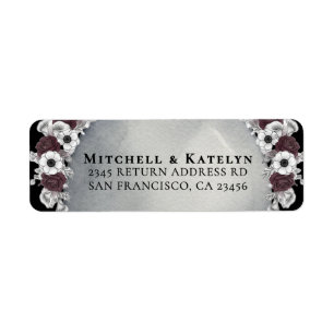 Headstone Floral Dark Gothic Wedding Address Label