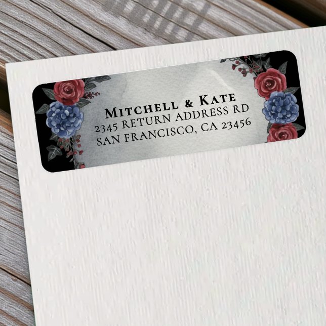 Headstone Floral Dark Gothic Wedding Address Label (Creator Uploaded)