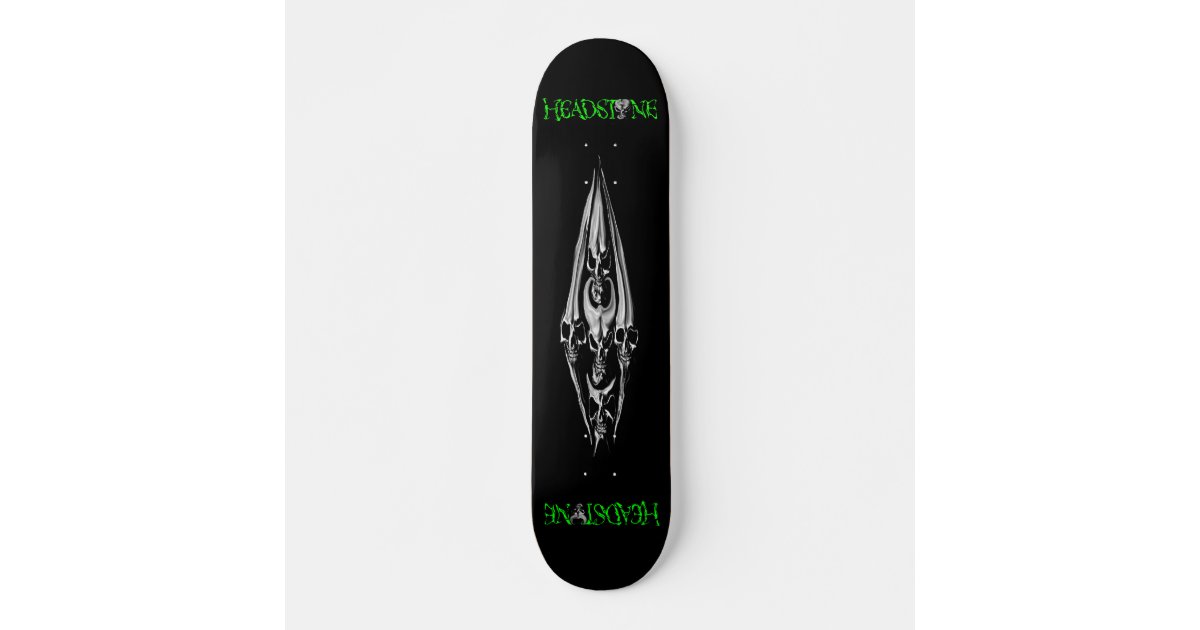 HEADSTONE white ghould skulls Skateboard Zazzle