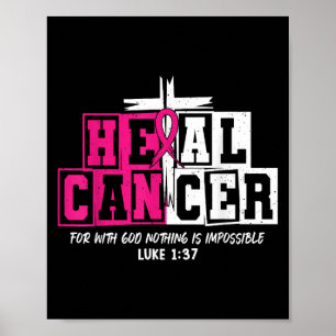 Heal Cancer Jesus Christian Nk Breast Cancer Aware Poster