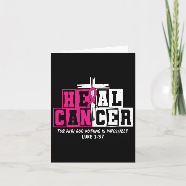 Heal Cancer Jesus Christian Pink Breast Cancer Awa Card (Front)
