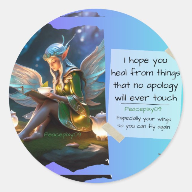 Heal from things apologizes can't touch classic round sticker (Front)