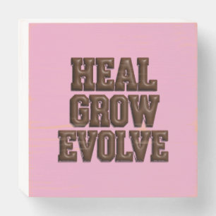 Heal Grow Evolve Puffy 3D Wood Box Sign