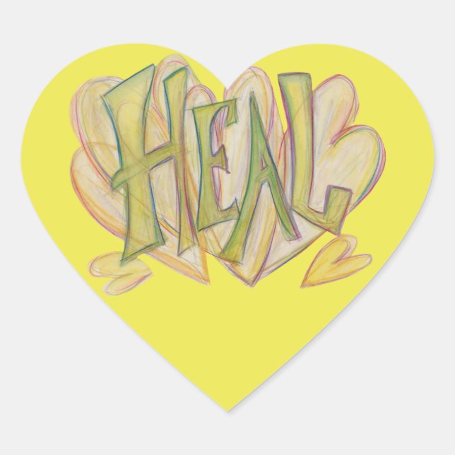 Heal Hearts Word Art Inspirational Sticker Decals (Front)