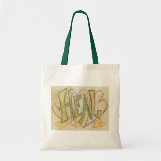 Heal Hearts Word Art Inspirational Tote Bags