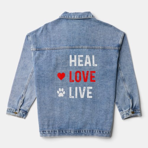 Heal Love Live Veterinarian Vet Tech Student  Denim Jacket