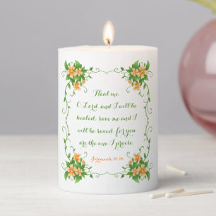 Heal Me O Lord Jeremiah Christian Bible Verse Pillar Candle
