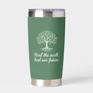 Heal the Earth, Tree of Life, Sage Green Tumbler
