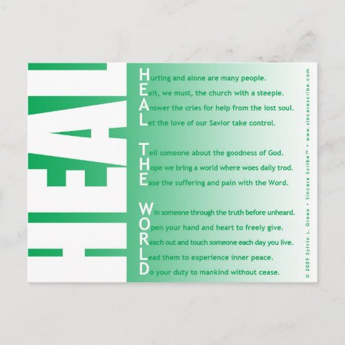 Heal the World Acrostic Postcard