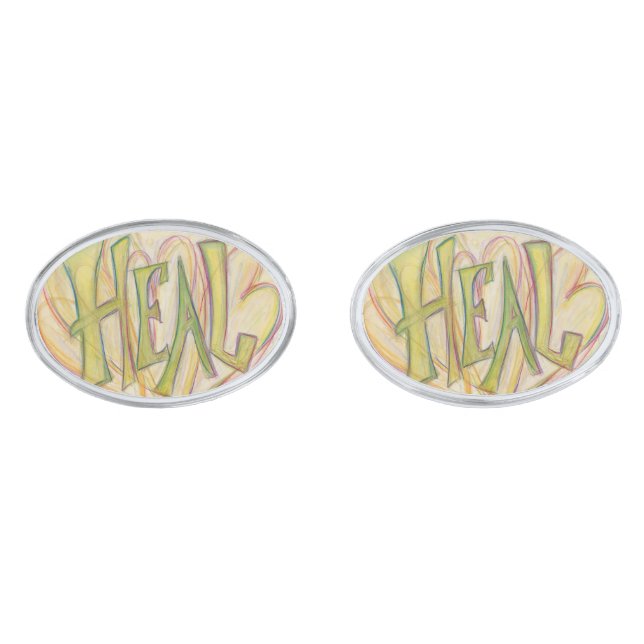 Heal Word Art Inspirational Jewelry Cufflinks (Front)