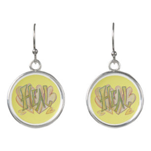 Heal Word Art Jewelry Pendant Charm Earrings