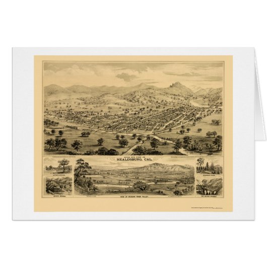 Healdsburg, CA Panoramic Map - 1876 Cards (Front Horizontal)