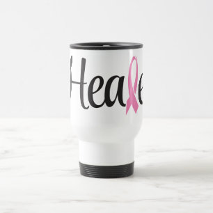 Healed Breast Cancer Pink Ribbon Travel Coffee Mug