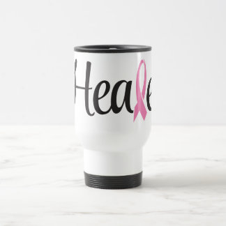 Healed Breast Cancer Pink Ribbon Travel Coffee Mug