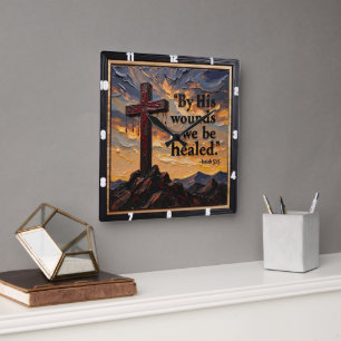 Healed By His Wounds: Sacrifice Square Wall Clock