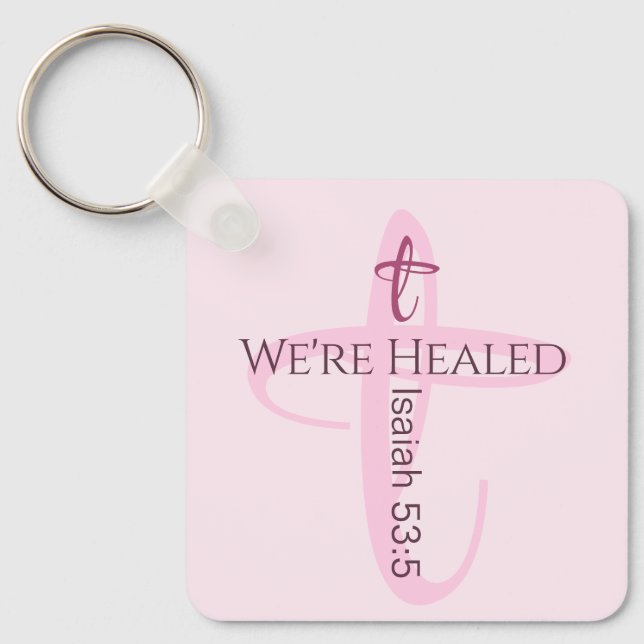 Healed by Jesus Bible Verse Christian Faith Heart Keychain (Front)