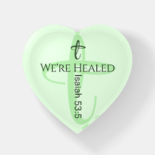Healed by Jesus Bible Verse Christian Faith Heart Paperweight