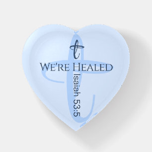 Healed by Jesus Bible Verse Christian Faith Heart Paperweight