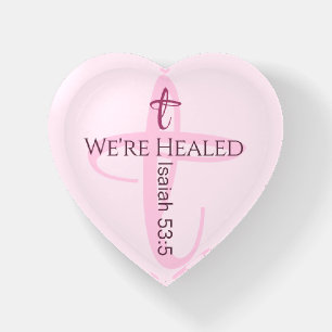 Healed by Jesus Bible Verse Christian Faith Heart Paperweight